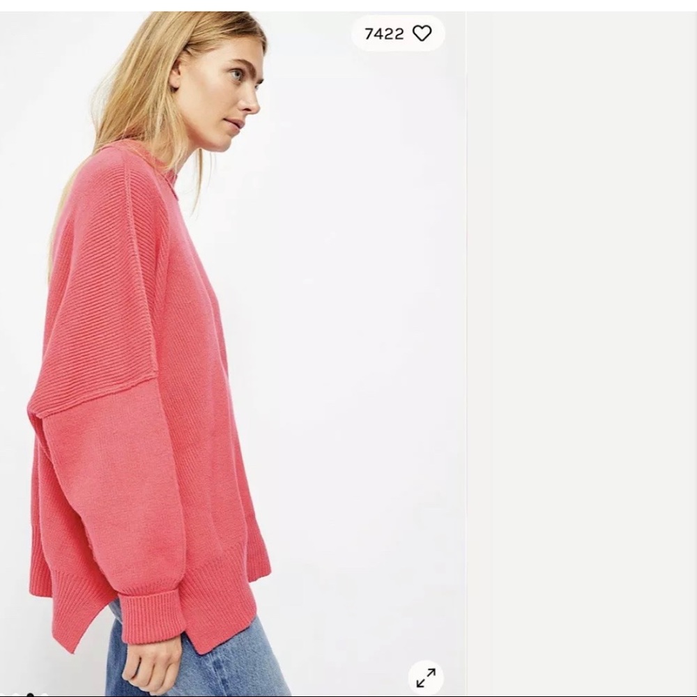 Free People NWT Easy Street Pink Tunic Sweater - Picture 3 of 4
